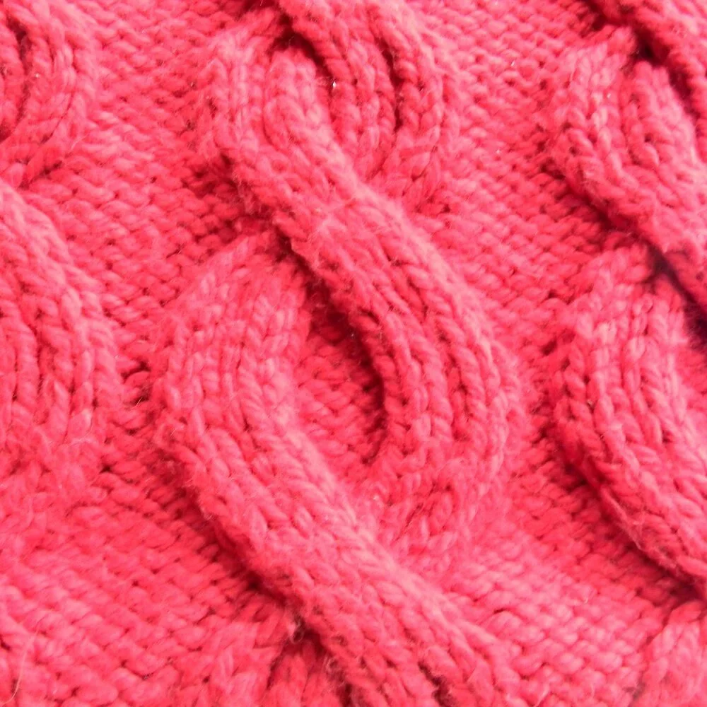 Pottery Barn RED Cable Knit Throw Pillow Cover SHERPA DETAIL 24